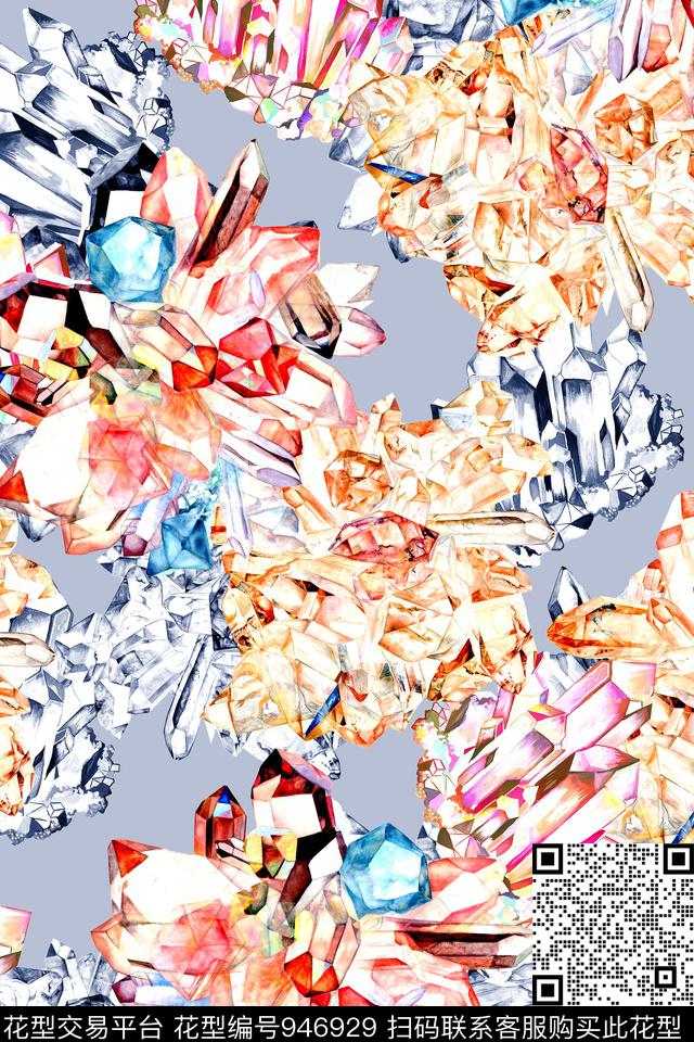 几何绣花华亿平台珠宝宝石数码印花华亿平台下载（图片编号: 946929） - 瓦栏（Walan）