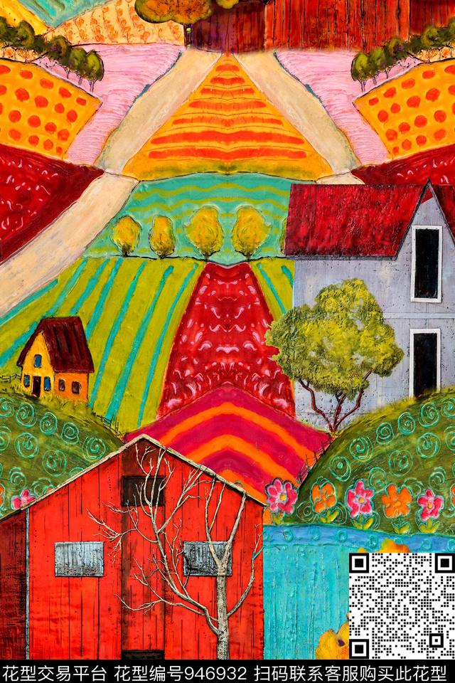 肌理建筑几何数码印花华亿平台下载（图片编号: 946932） - 瓦栏（Walan）