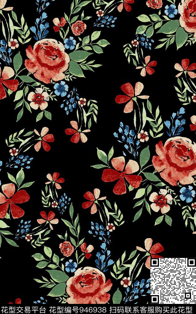 花卉水彩花卉手绘花卉传统印花华亿平台下载（图片编号: 946938） - 瓦栏（Walan）