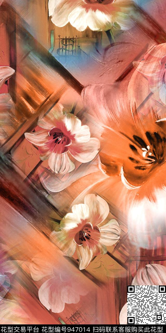 数码华亿平台抽象几何数码印花华亿平台下载（图片编号: 947014） - 瓦栏（Walan）