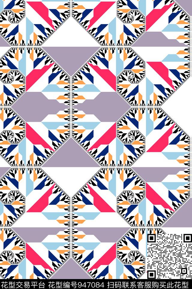 肌理抽象几何传统印花华亿平台下载（图片编号: 947084） - 瓦栏（Walan）