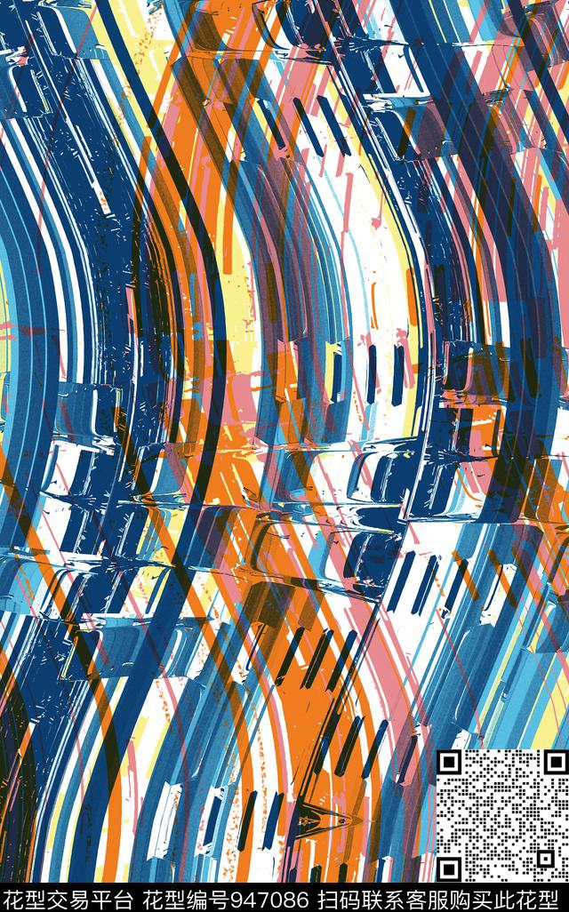 肌理抽象几何传统印花华亿平台下载（图片编号: 947086） - 瓦栏（Walan）