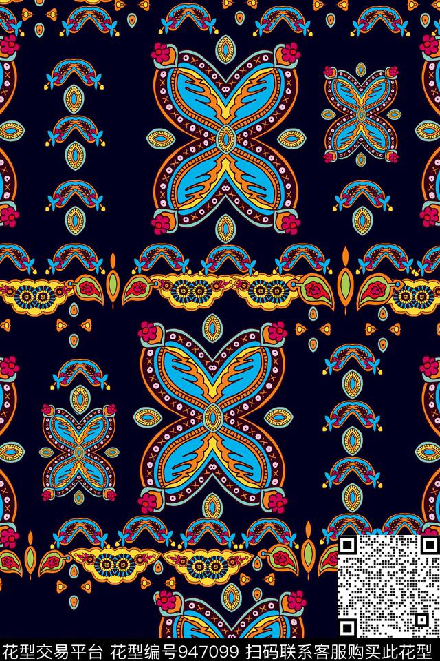 民族花卉中国风迪拜花卉数码印花华亿平台下载（图片编号: 947099） - 瓦栏（Walan）