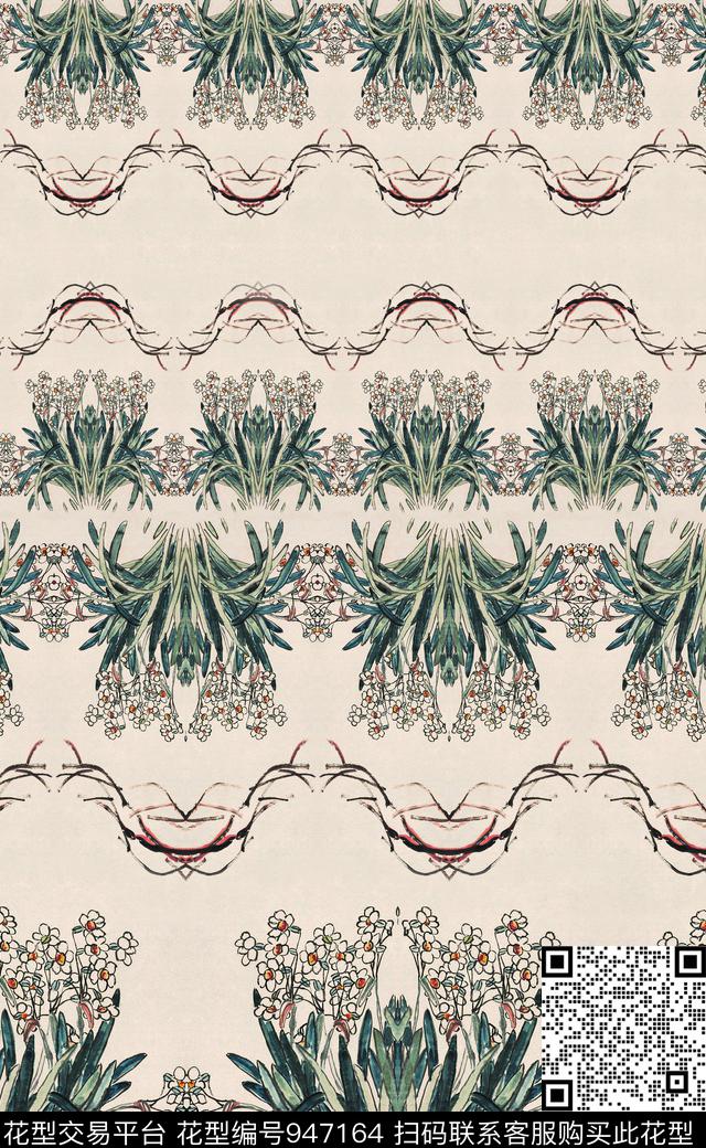 民族风定位花中国风定位花数码印花华亿平台下载（图片编号: 947164） - 瓦栏（Walan）