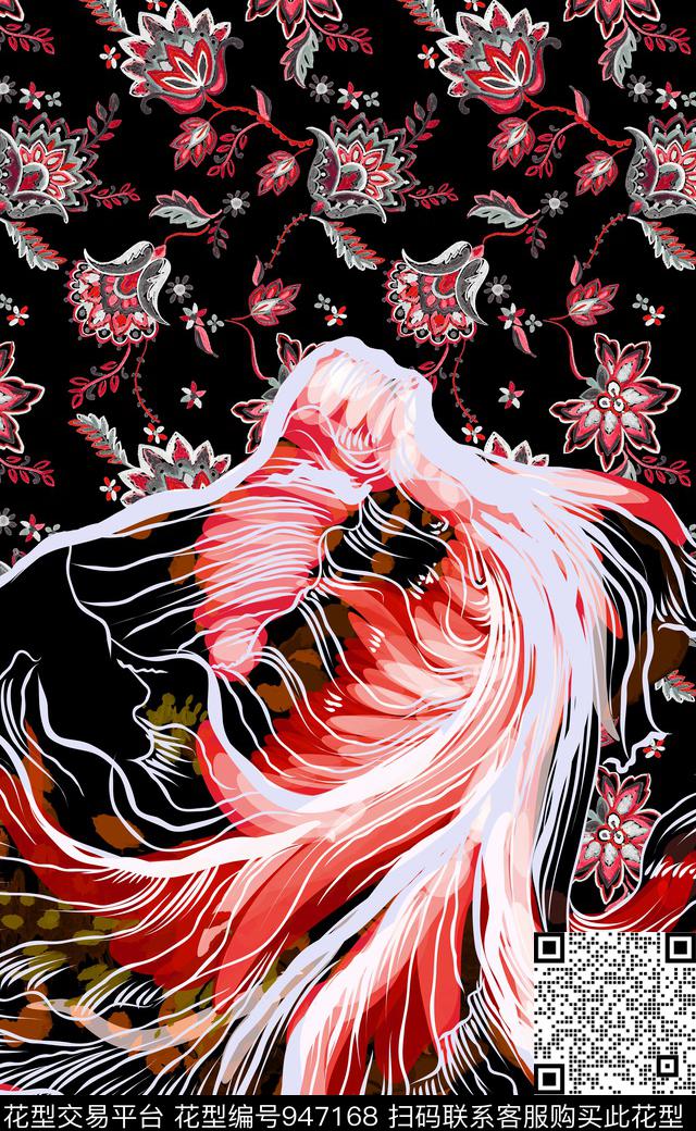 几何定位民族风定位花数码印花华亿平台下载（图片编号: 947168） - 瓦栏（Walan）