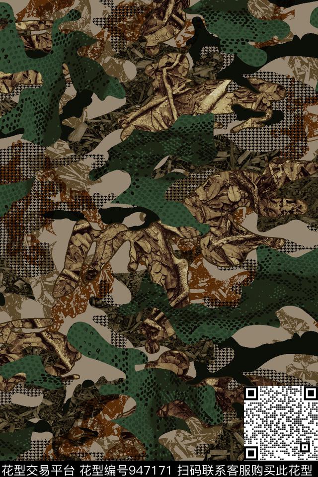 抽象男装复古数码印花华亿平台下载（图片编号: 947171） - 瓦栏（Walan）