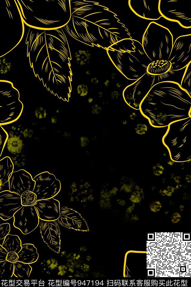 民族风民族花卉水墨风数码印花华亿平台下载（图片编号: 947194） - 瓦栏（Walan）