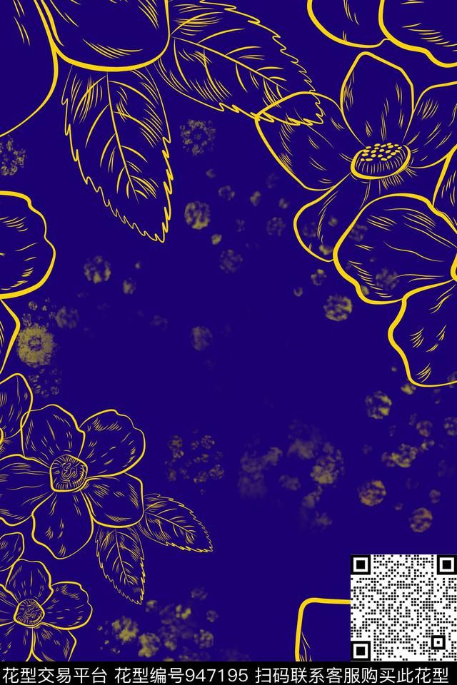 民族风民族花卉水墨风数码印花华亿平台下载（图片编号: 947195） - 瓦栏（Walan）