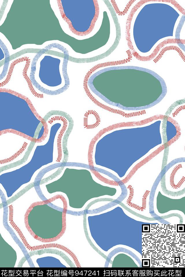 条纹趣味线条数码印花华亿平台下载（图片编号: 947241） - 瓦栏（Walan）