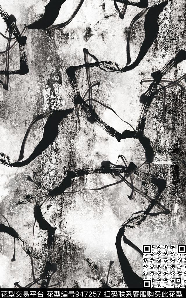 数码华亿平台黑白华亿平台中国风数码印花华亿平台下载（图片编号: 947257） - 瓦栏（Walan）