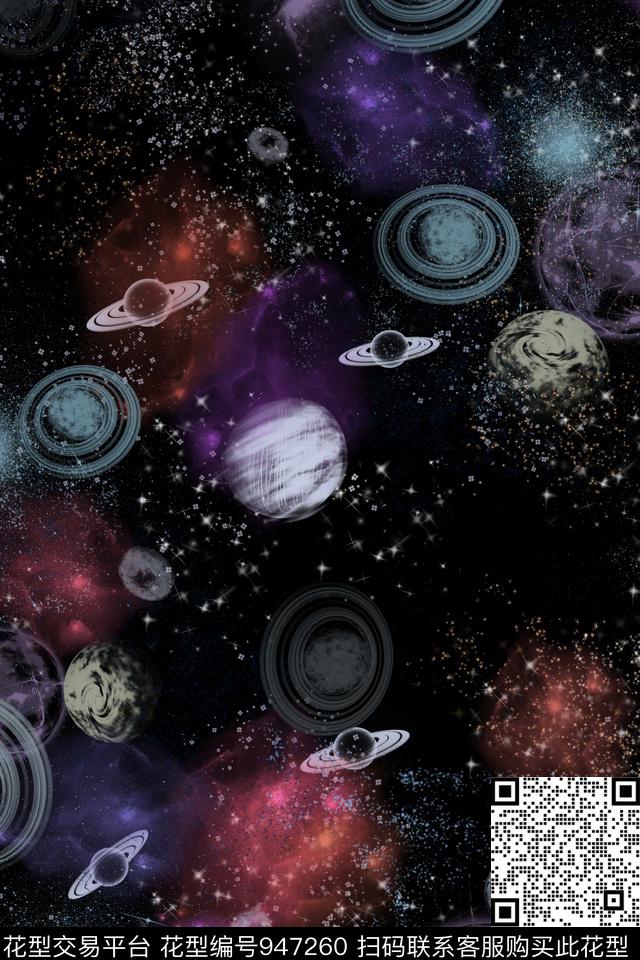星星宇宙行星数码印花华亿平台下载（图片编号: 947260） - 瓦栏（Walan）