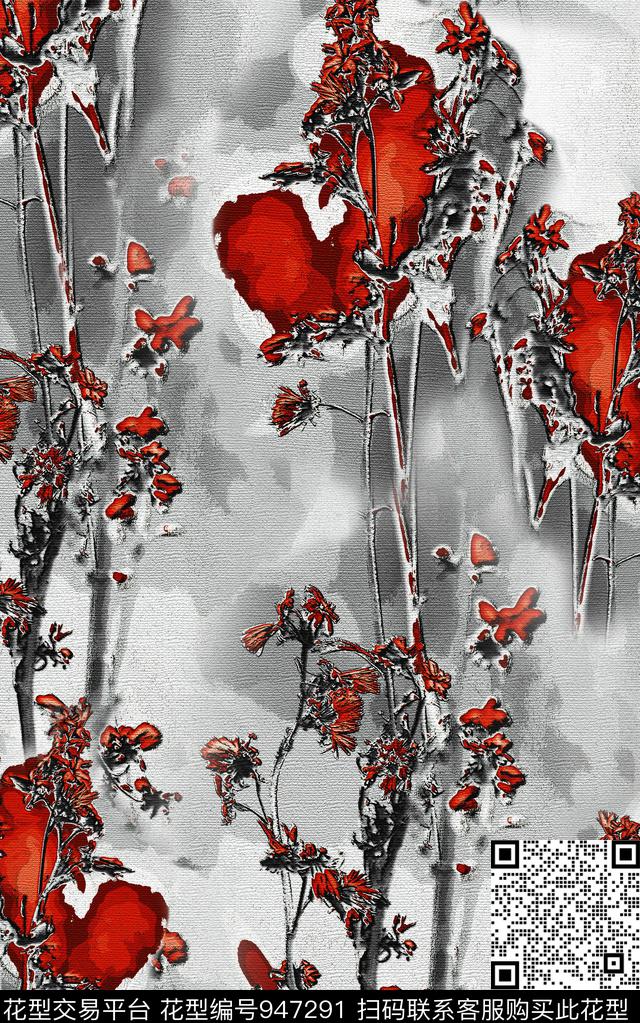 朦胧花卉民族风数码华亿平台数码印花华亿平台下载（图片编号: 947291） - 瓦栏（Walan）