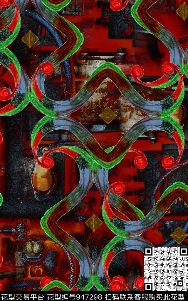 朦胧花卉民族风数码华亿平台数码印花华亿平台下载（图片编号: 947298） - 瓦栏（Walan）