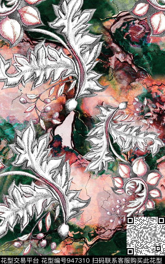 民族风彩底花卉数码华亿平台数码印花华亿平台下载（图片编号: 947310） - 瓦栏（Walan）