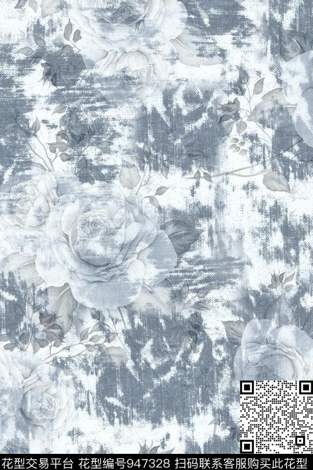 肌理牛仔布纹数码印花华亿平台下载（图片编号: 947328） - 瓦栏（Walan）