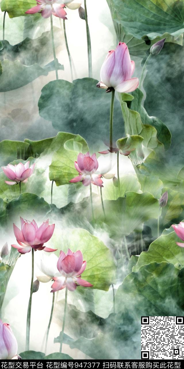 花卉满版散花复古数码印花华亿平台下载（图片编号: 947377） - 瓦栏（Walan）