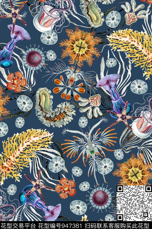 几何抽象花卉混合拼接数码印花华亿平台下载（图片编号: 947381） - 瓦栏（Walan）