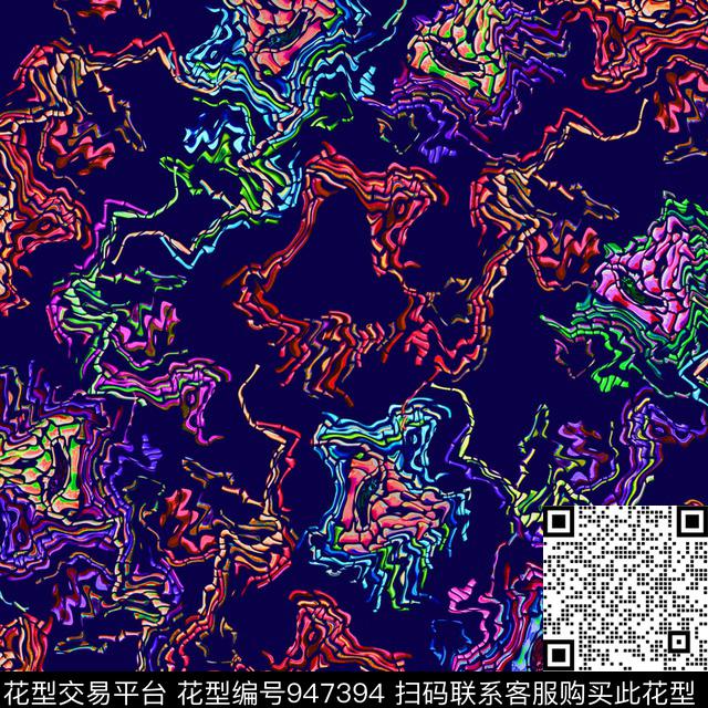 线条炫彩老年花数码印花华亿平台下载（图片编号: 947394） - 瓦栏（Walan）