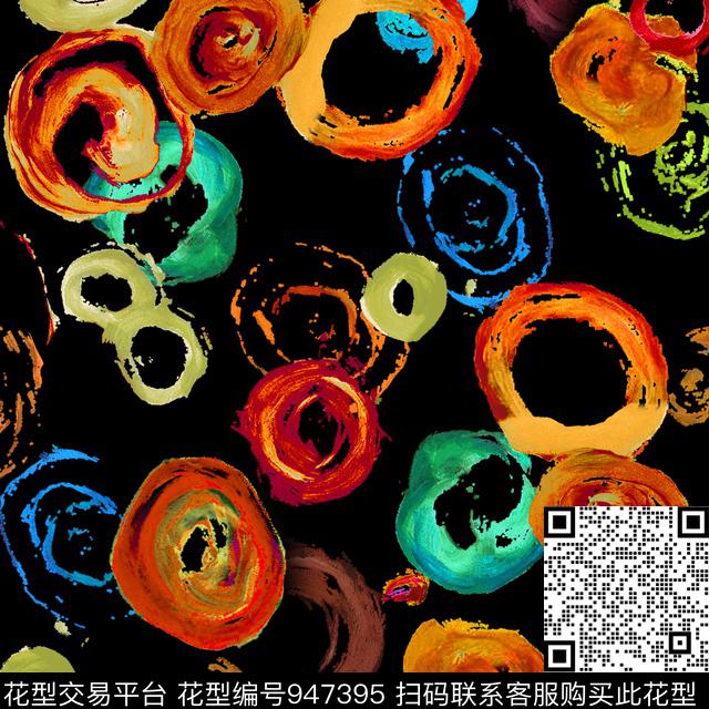 炫彩几何圆形数码印花华亿平台下载（图片编号: 947395） - 瓦栏（Walan）