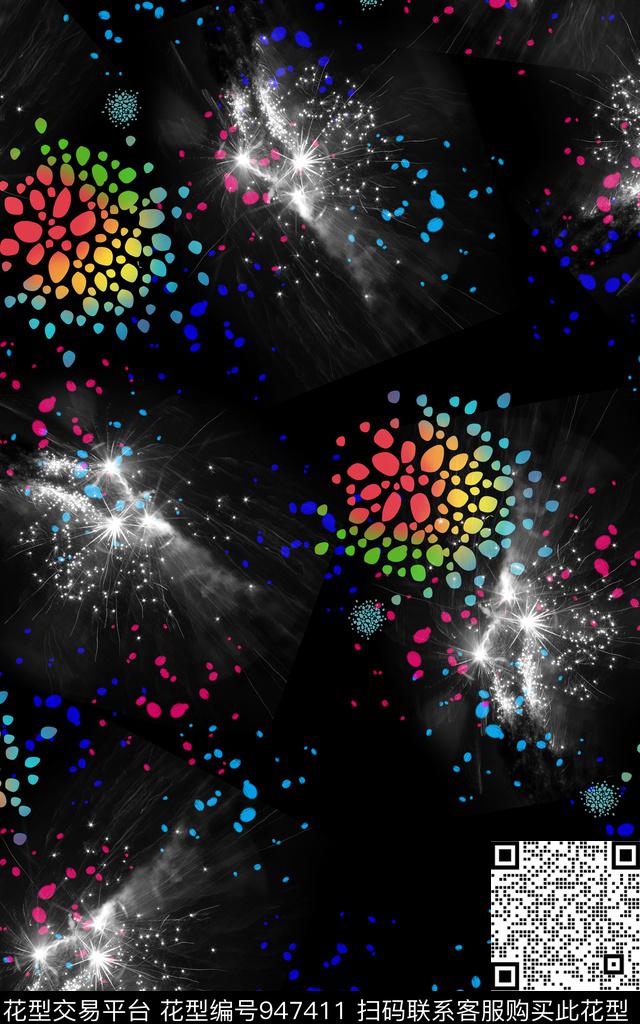洋阳---抽象神秘宇宙丝绸真丝数码印花华亿平台下载（图片编号: 947411） - 瓦栏（Walan）