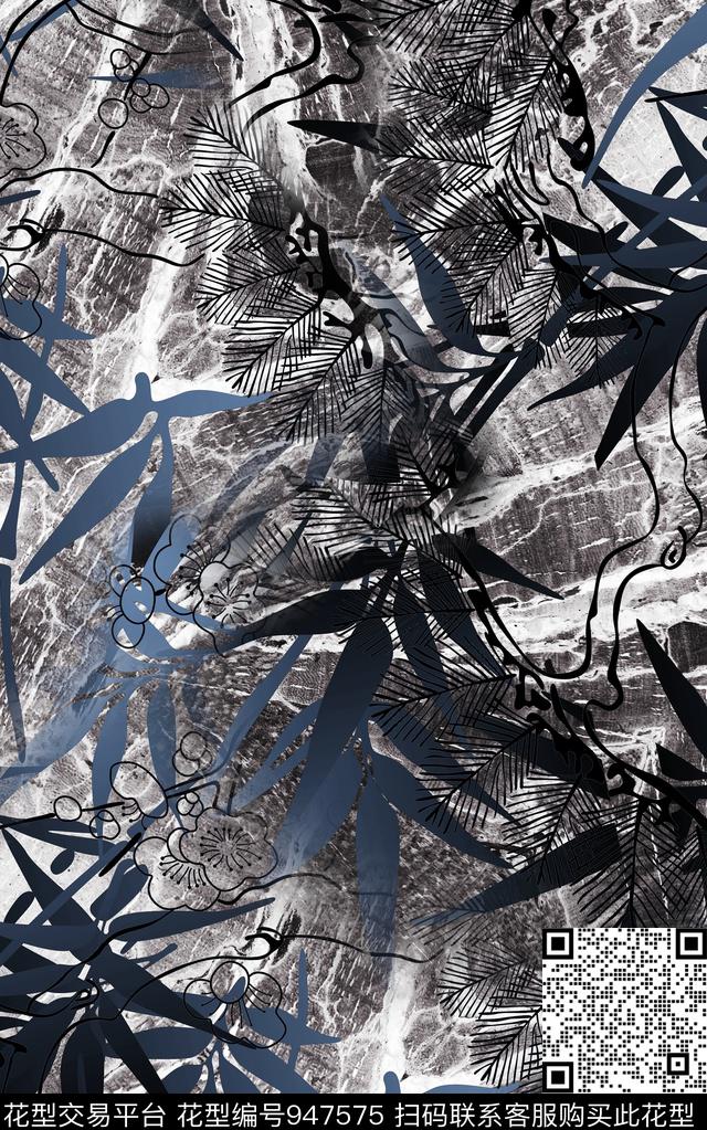 民族风抽象花卉数码印花华亿平台下载（图片编号: 947575） - 瓦栏（Walan）