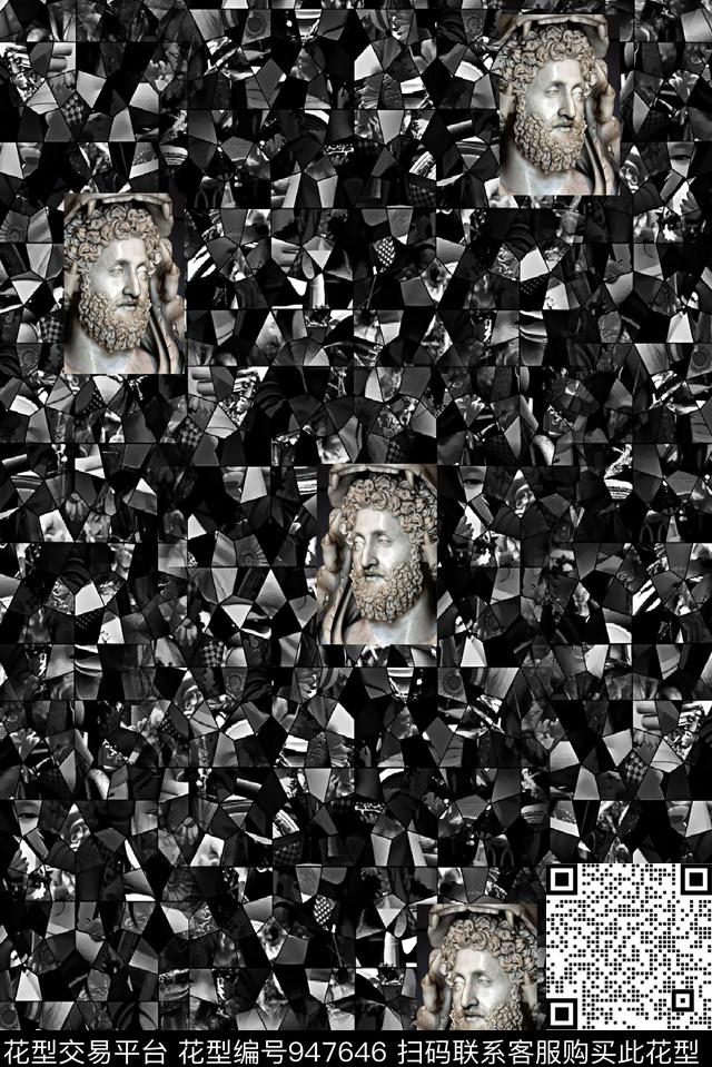 几何潮牌肌理数码印花华亿平台下载（图片编号: 947646） - 瓦栏（Walan）