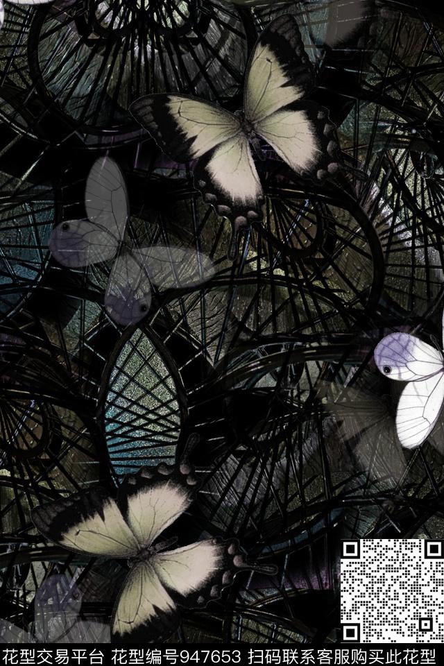 几何蝴蝶潮牌数码印花华亿平台下载（图片编号: 947653） - 瓦栏（Walan）