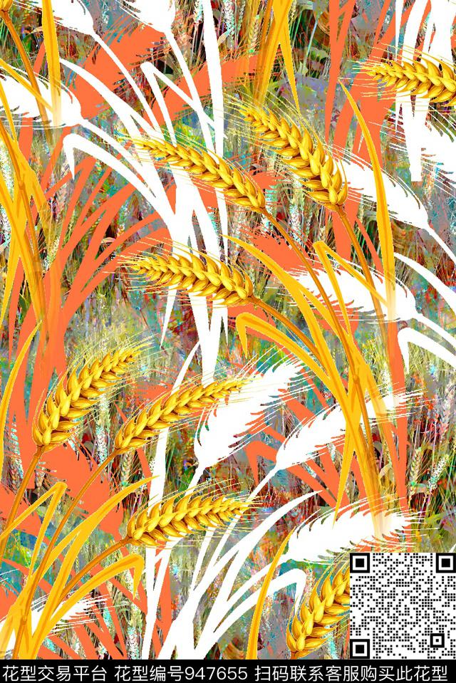 植物麦穗肌理数码印花华亿平台下载（图片编号: 947655） - 瓦栏（Walan）