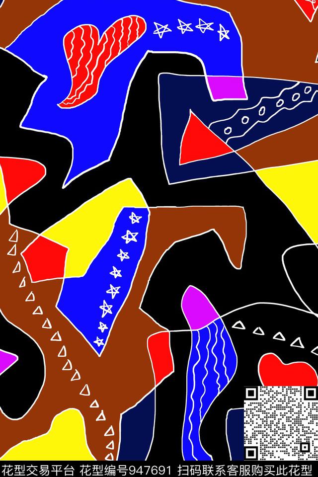 线条几何迷彩传统印花华亿平台下载（图片编号: 947691） - 瓦栏（Walan）