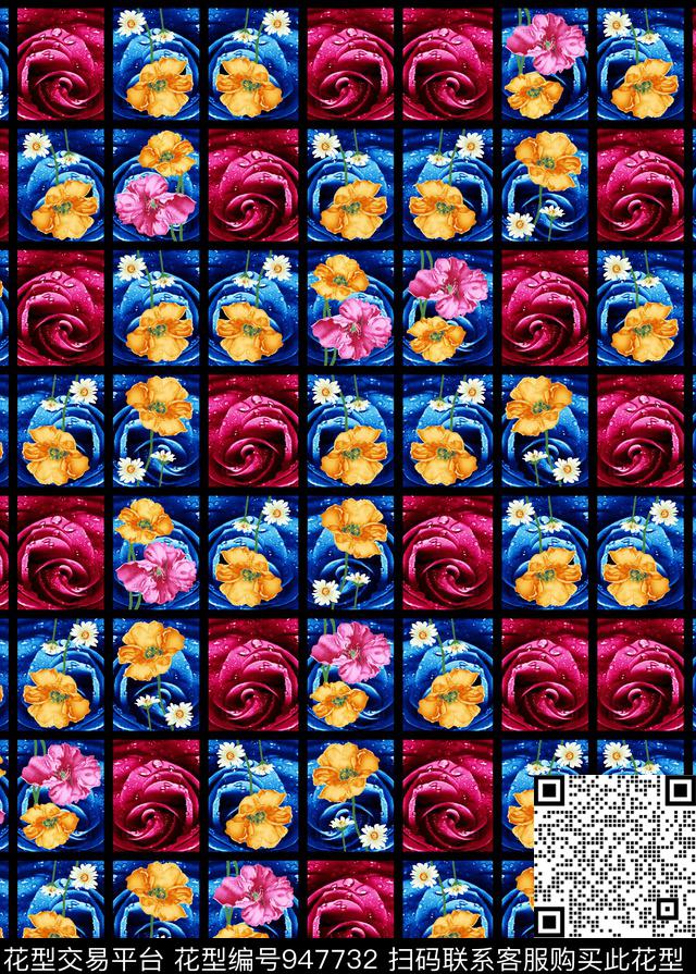 民族风几何混合拼接数码印花华亿平台下载（图片编号: 947732） - 瓦栏（Walan）