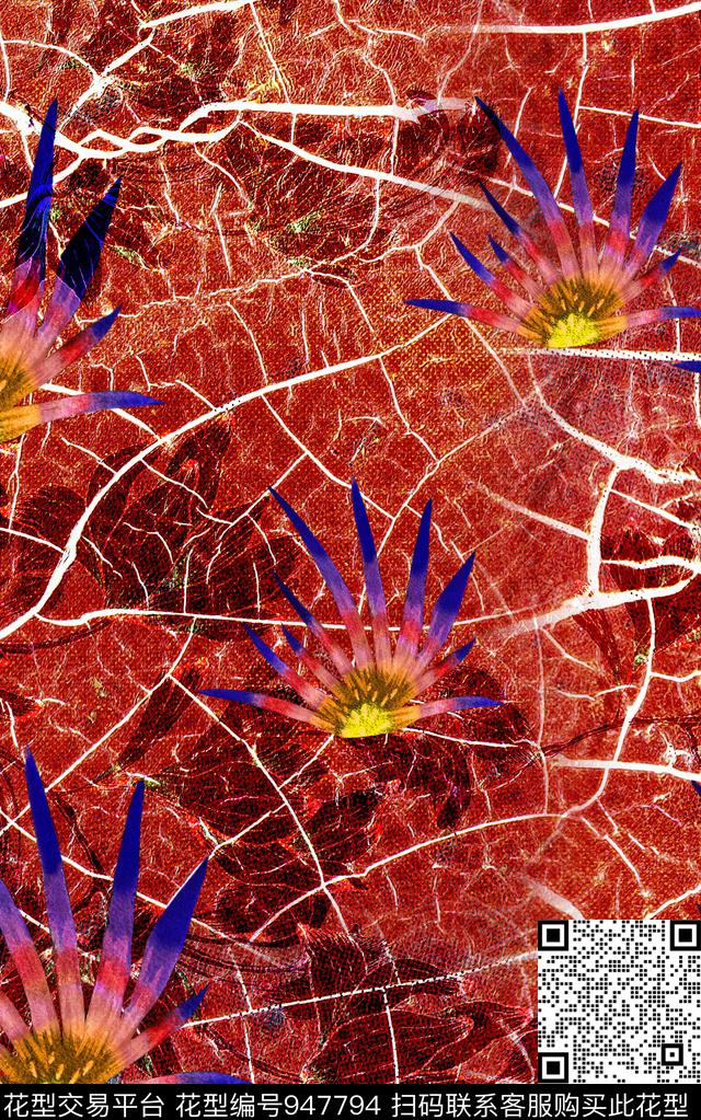 朦胧花卉肌理数码华亿平台数码印花华亿平台下载（图片编号: 947794） - 瓦栏（Walan）