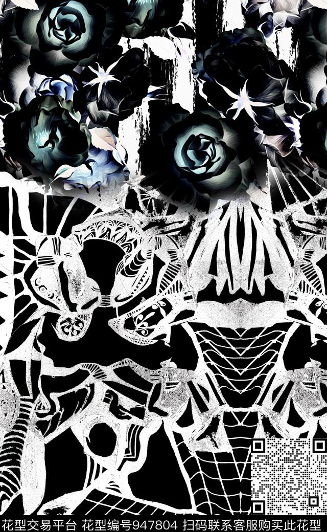 线条花卉数码华亿平台几何数码印花华亿平台下载（图片编号: 947804） - 瓦栏（Walan）