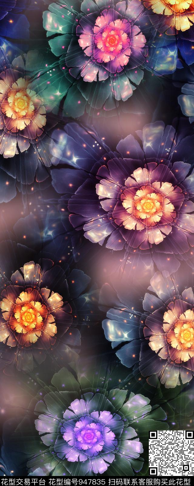 真丝旗袍花卉蝴蝶数码印花华亿平台下载（图片编号: 947835） - 瓦栏（Walan）