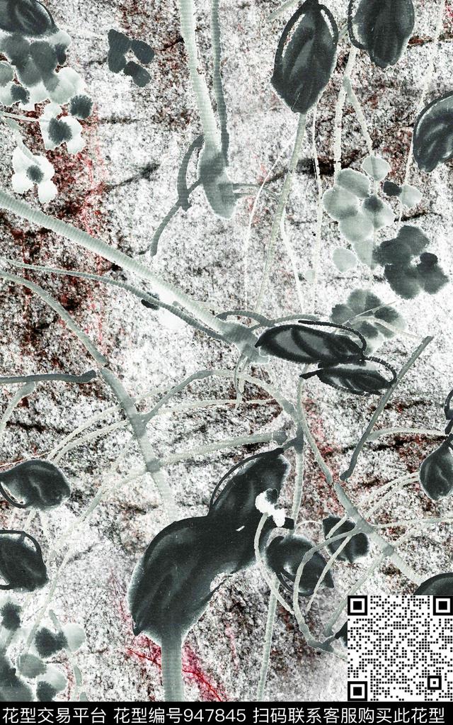 朦胧花卉肌理数码华亿平台数码印花华亿平台下载（图片编号: 947845） - 瓦栏（Walan）