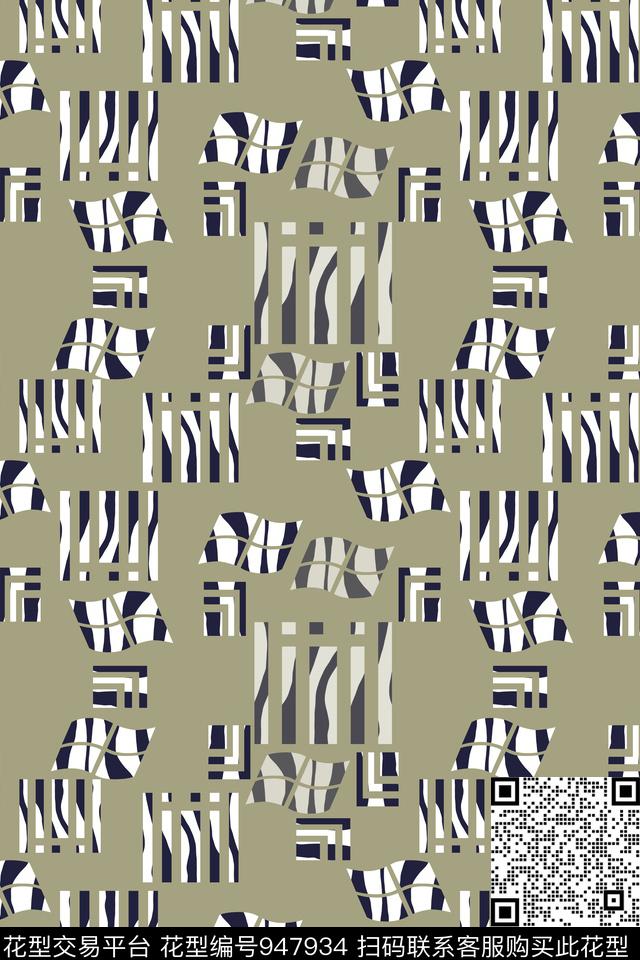 秋冬华亿平台几何风格化花卉传统印花华亿平台下载（图片编号: 947934） - 瓦栏（Walan）