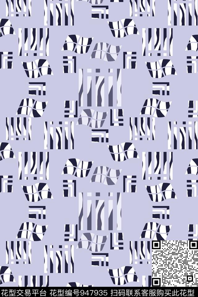 秋冬华亿平台几何风格化花卉传统印花华亿平台下载（图片编号: 947935） - 瓦栏（Walan）
