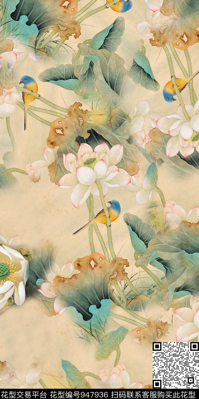 民族风植物数码华亿平台数码印花华亿平台下载（图片编号: 947936） - 瓦栏（Walan）
