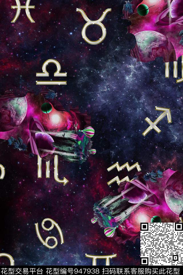 星座星空3D立体数码印花华亿平台下载（图片编号: 947938） - 瓦栏（Walan）