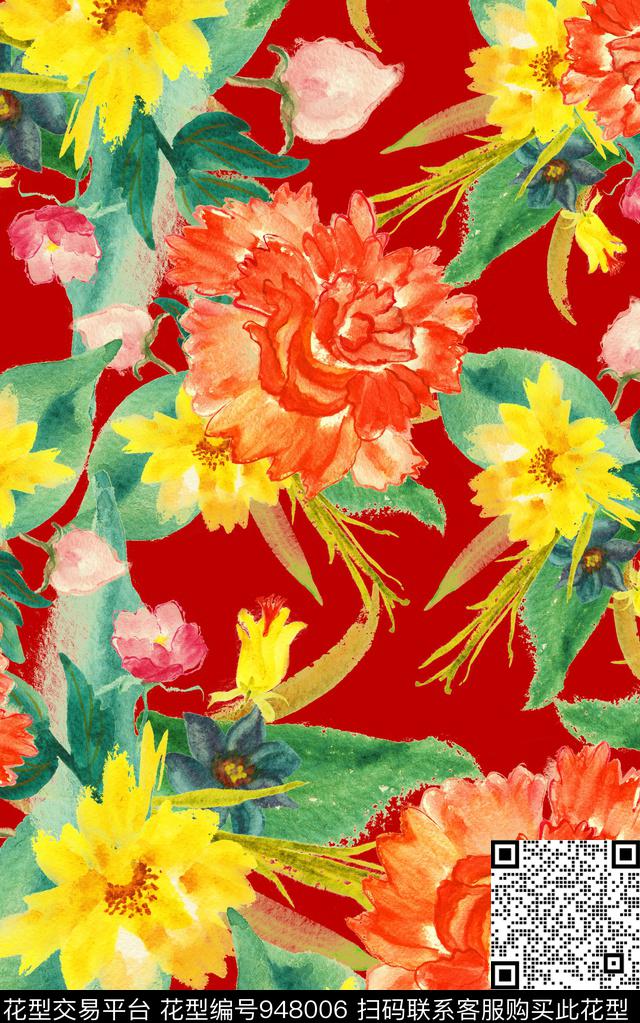 中国风数码华亿平台花卉数码印花华亿平台下载（图片编号: 948006） - 瓦栏（Walan）