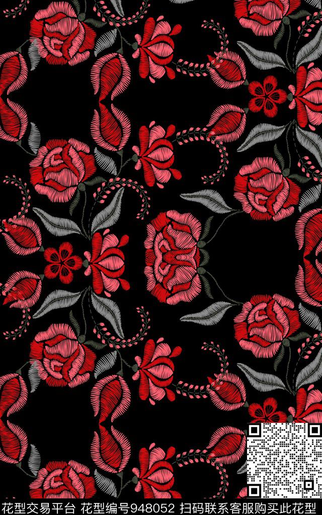 中国风数码华亿平台绣花华亿平台数码印花华亿平台下载（图片编号: 948052） - 瓦栏（Walan）