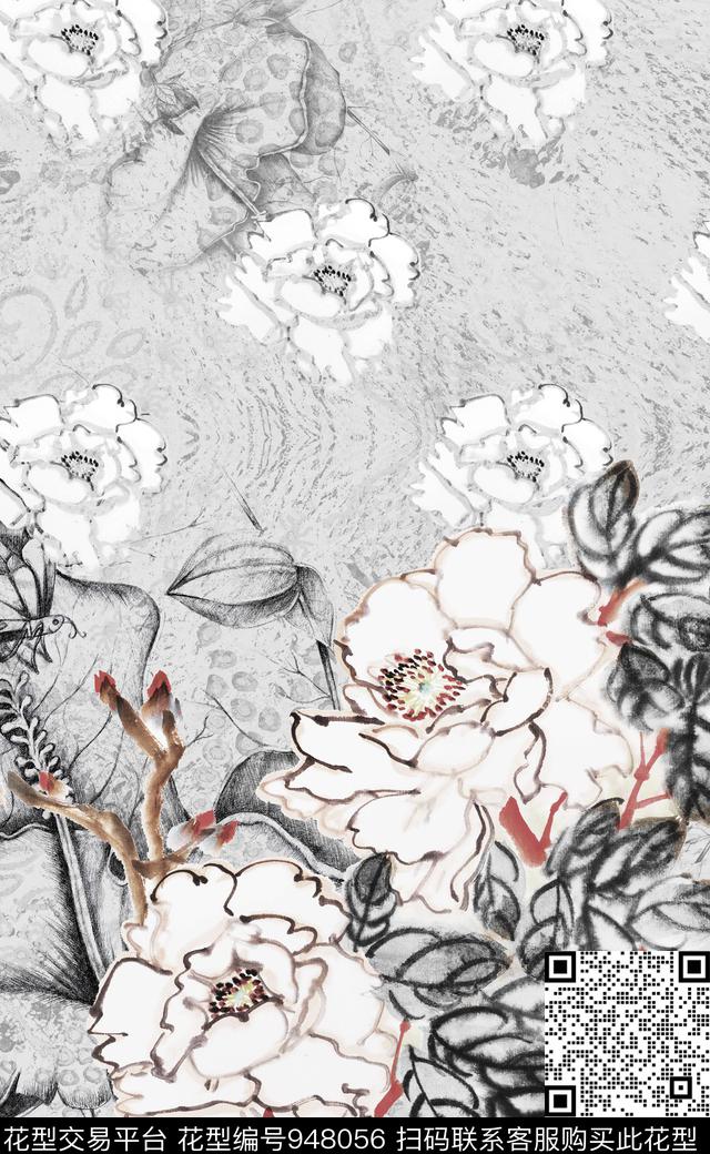 中国风数码华亿平台定位花数码印花华亿平台下载（图片编号: 948056） - 瓦栏（Walan）