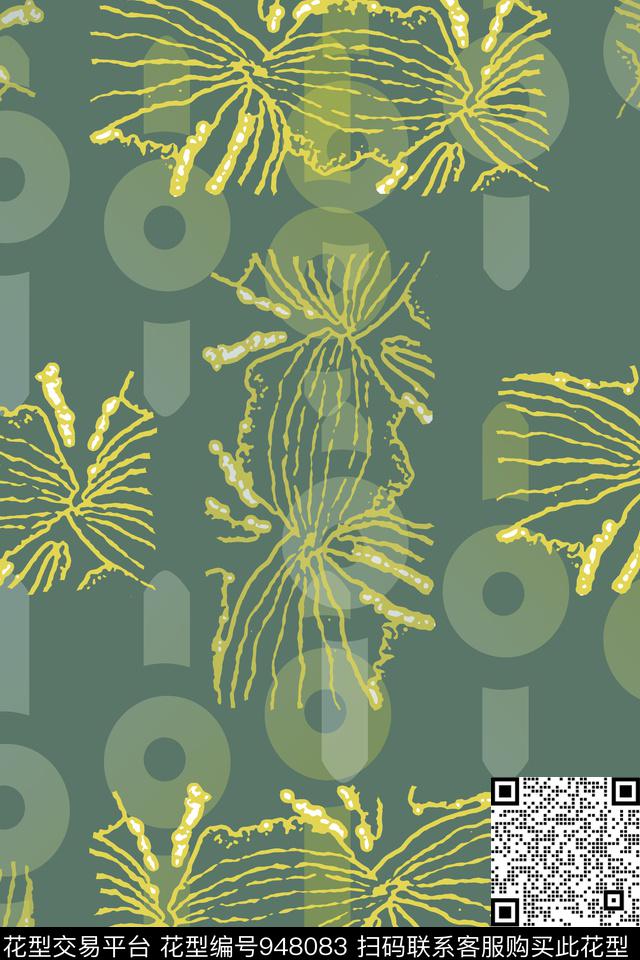 秋冬华亿平台几何风格化花卉传统印花华亿平台下载（图片编号: 948083） - 瓦栏（Walan）