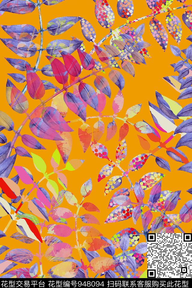 leavescolorfulAW18/19数码印花华亿平台下载（图片编号: 948094） - 瓦栏（Walan）