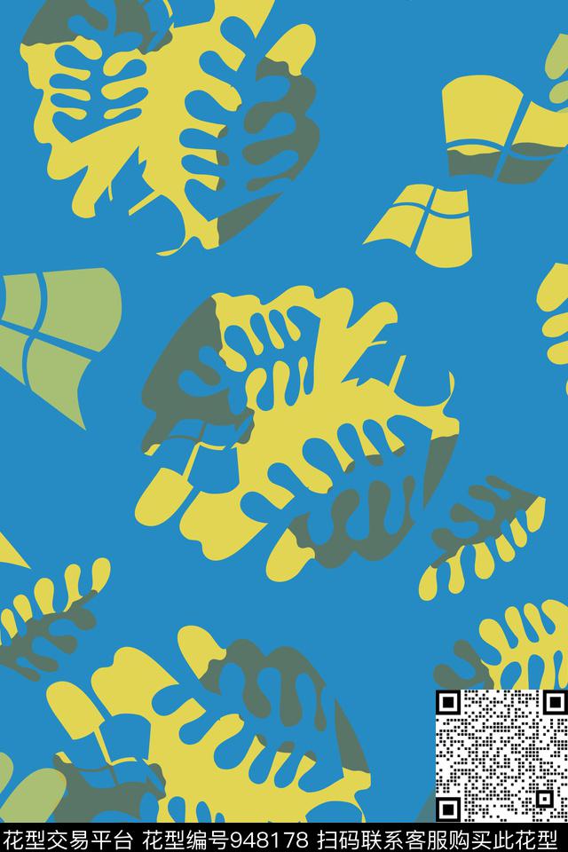 秋冬华亿平台风格化花卉树叶意向传统印花华亿平台下载（图片编号: 948178） - 瓦栏（Walan）