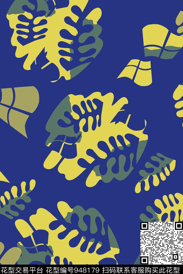 秋冬华亿平台风格化花卉树叶意向传统印花华亿平台下载（图片编号: 948179） - 瓦栏（Walan）