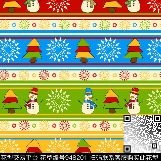 卡通雪人圣诞树数码印花华亿平台下载（图片编号: 948201） - 瓦栏（Walan）