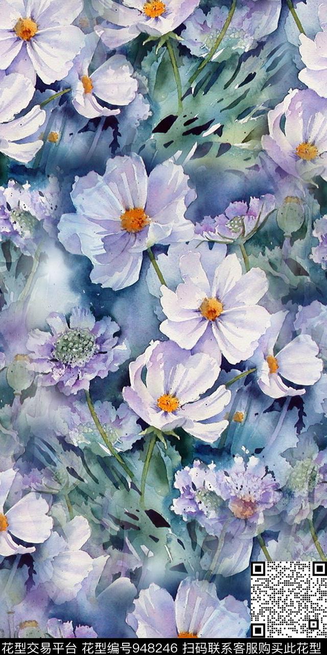 小碎花手绘花卉满版散花数码印花华亿平台下载（图片编号: 948246） - 瓦栏（Walan）
