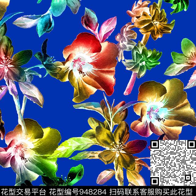 小碎花手绘花卉热带华亿平台数码印花华亿平台下载（图片编号: 948284） - 瓦栏（Walan）