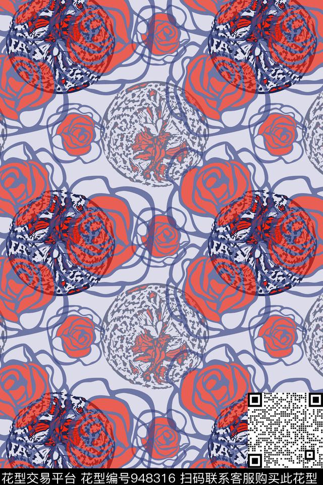 秋冬华亿平台民族花卉玫瑰花数码印花华亿平台下载（图片编号: 948316） - 瓦栏（Walan）
