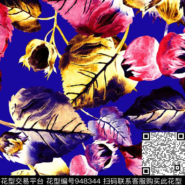 小碎花手绘花卉热带华亿平台数码印花华亿平台下载（图片编号: 948344） - 瓦栏（Walan）